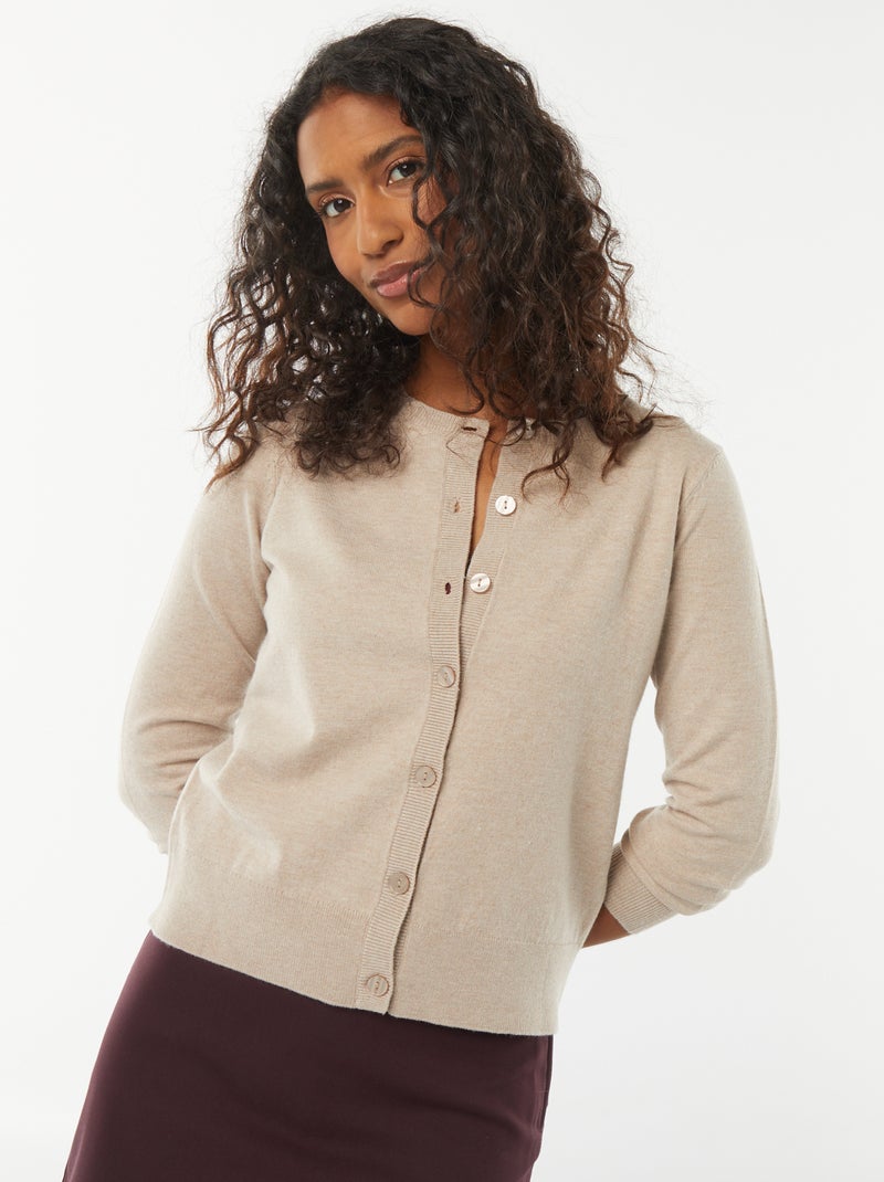 Chaqueta de punto fino Beige - Kiabi