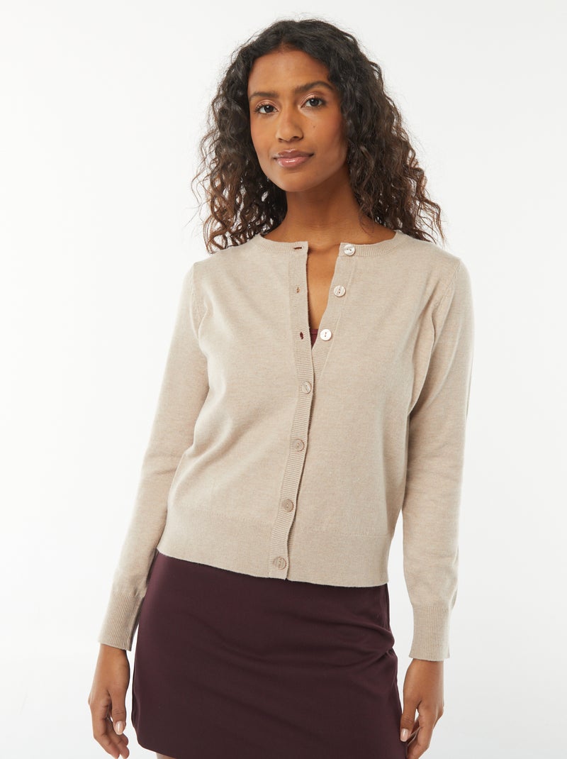 Chaqueta de punto fino Beige - Kiabi