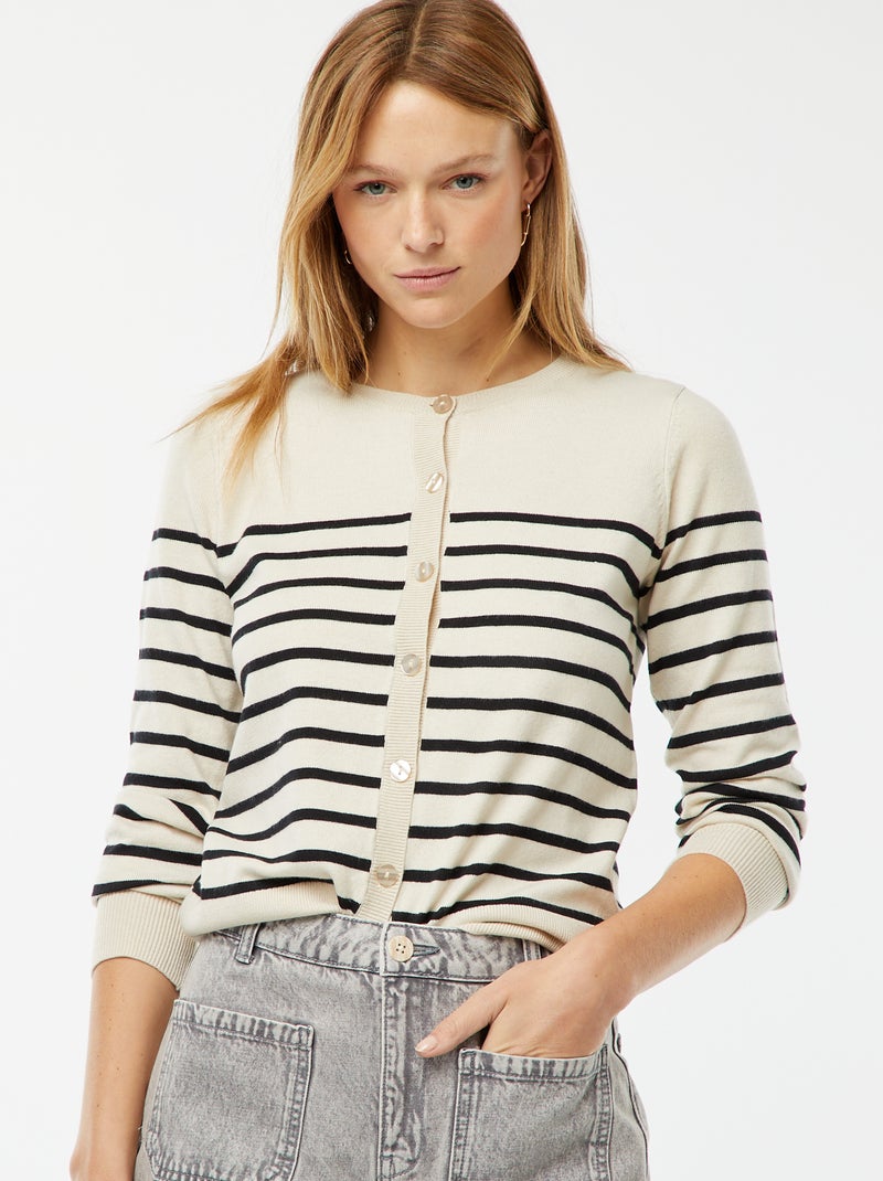 Chaqueta de punto fino Beige - Kiabi