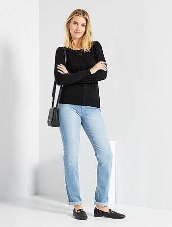 Mujer talla 34 a 48 - Chaqueta de punto fino con botones - Kiabi