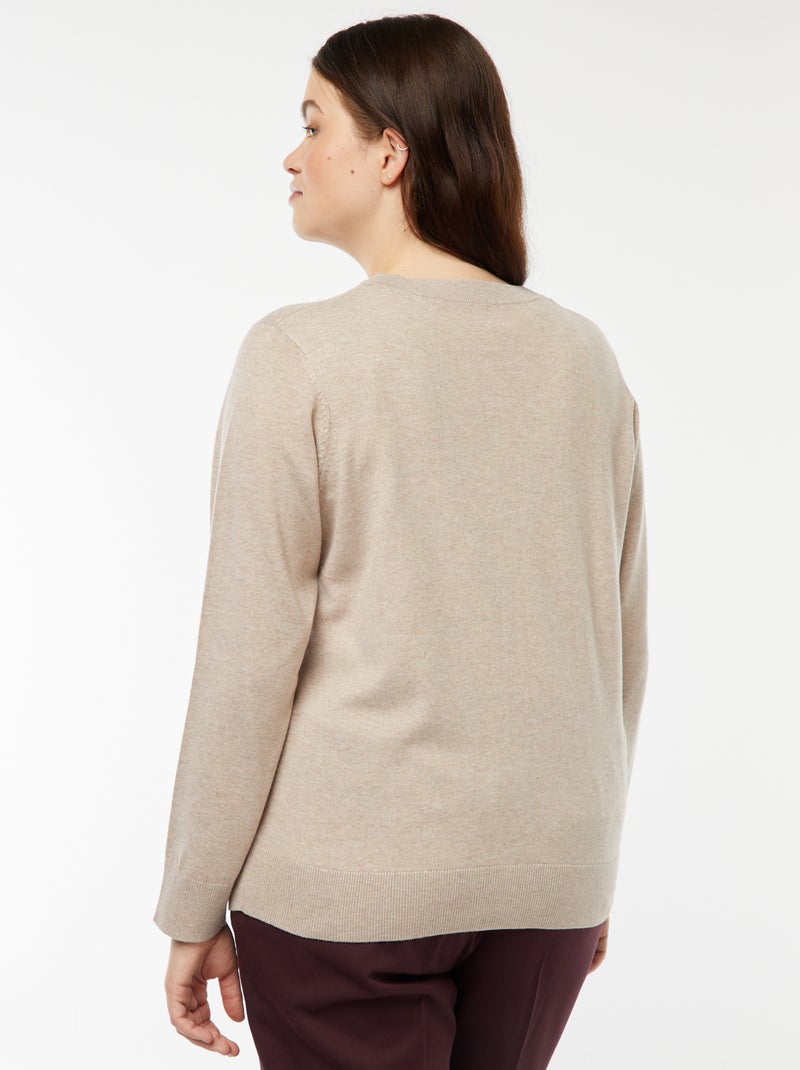 Chaqueta de punto fino con cierre de botones Beige - Kiabi