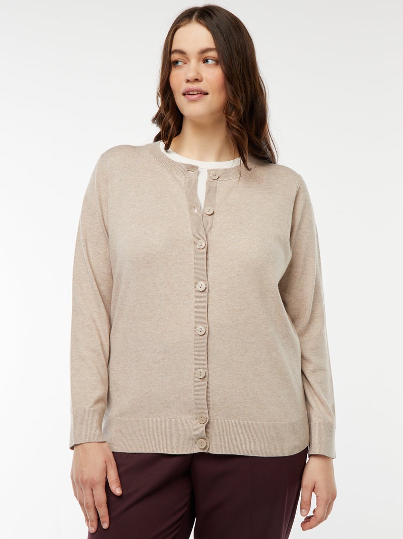 Chaqueta de punto fino con cierre de botones Beige - Kiabi