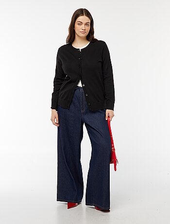 Chaqueta de punto fino con cierre de botones