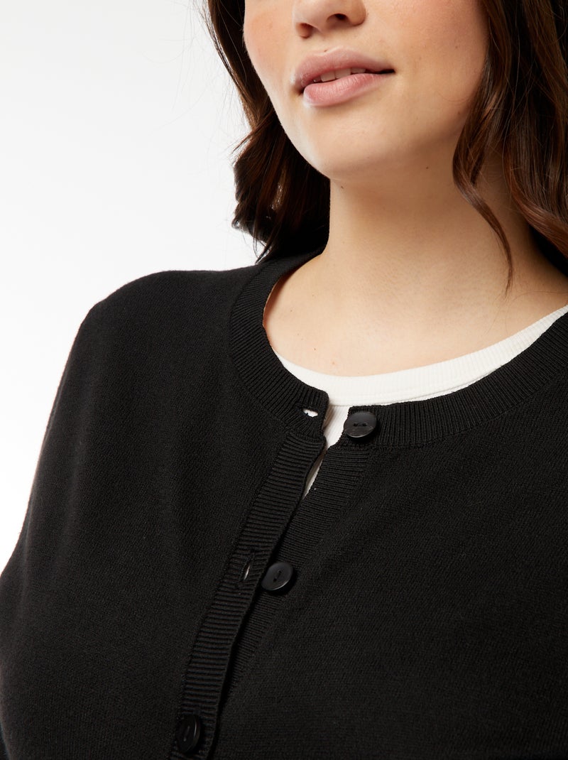 Chaqueta de punto fino con cierre de botones negro - Kiabi