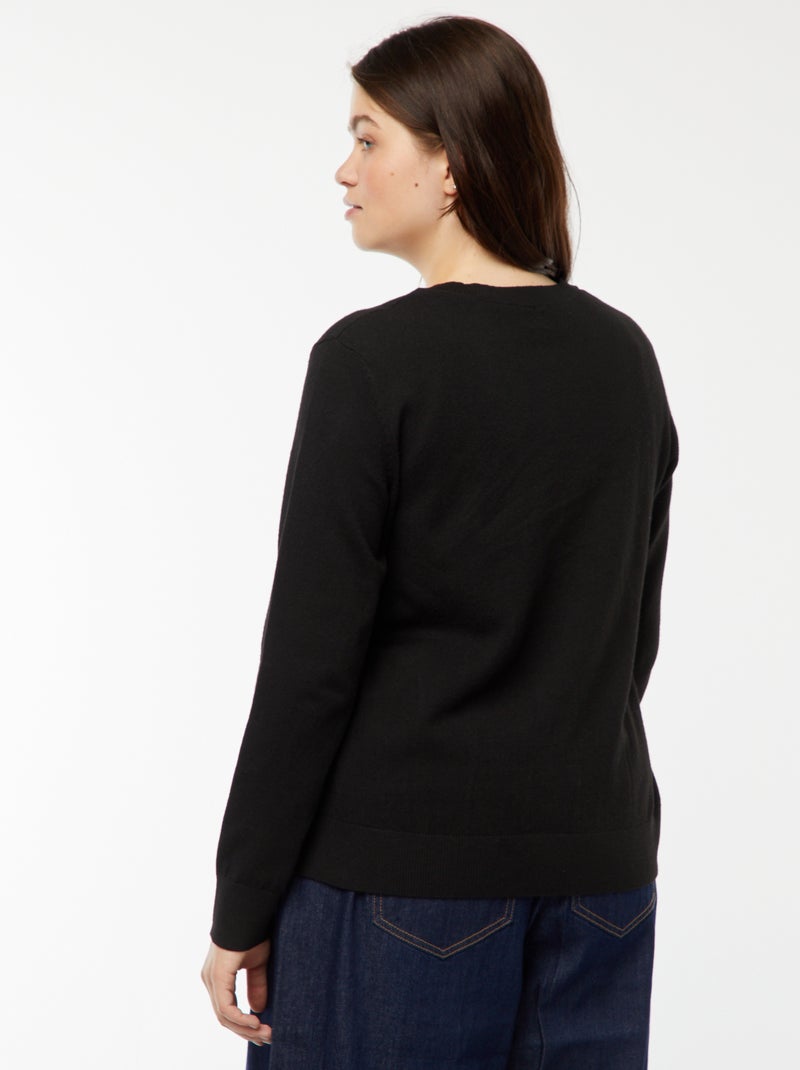 Chaqueta de punto fino con cierre de botones negro - Kiabi