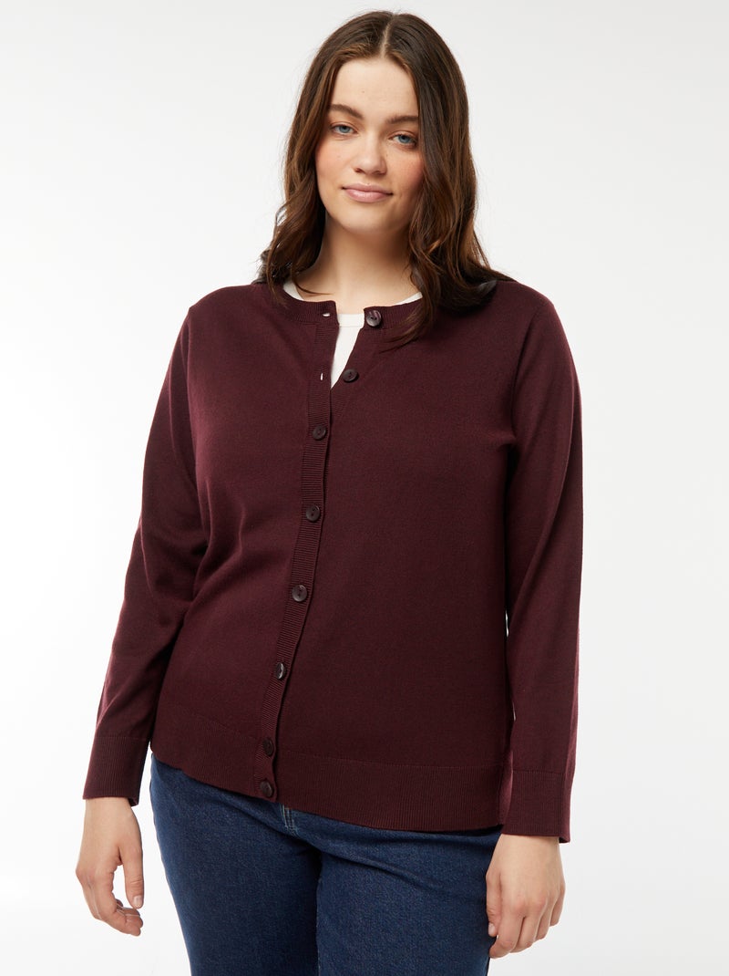 Chaqueta de punto fino con cierre de botones Rojo - Kiabi