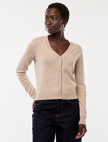 Chaqueta de punto fino con cuello de pico