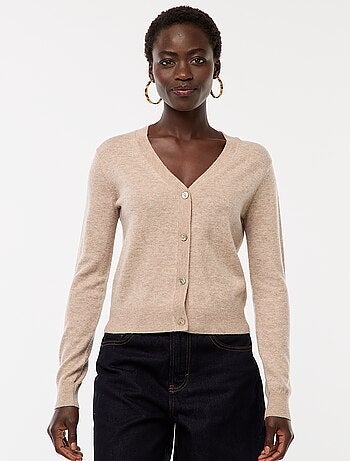 Chaqueta de punto fino con cuello de pico