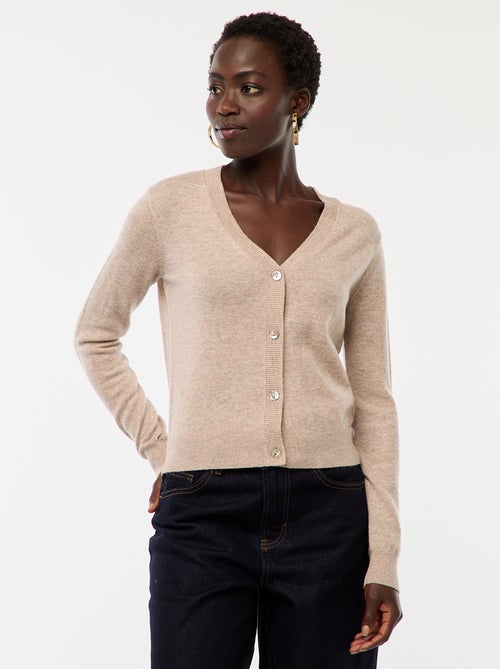 Chaqueta de punto fino con cuello de pico - Kiabi