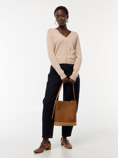 Chaqueta de punto fino con cuello de pico - Kiabi