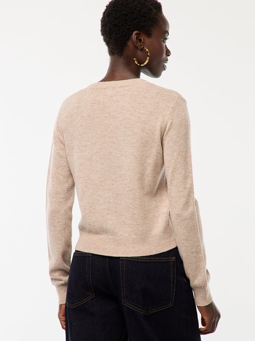 Chaqueta de punto fino con cuello de pico - Kiabi