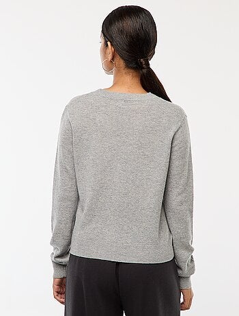 Chaqueta de punto fino con cuello de pico