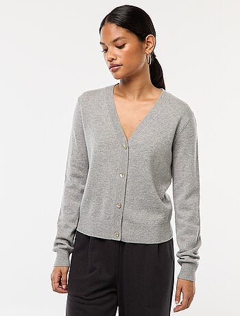Chaqueta de punto fino con cuello de pico