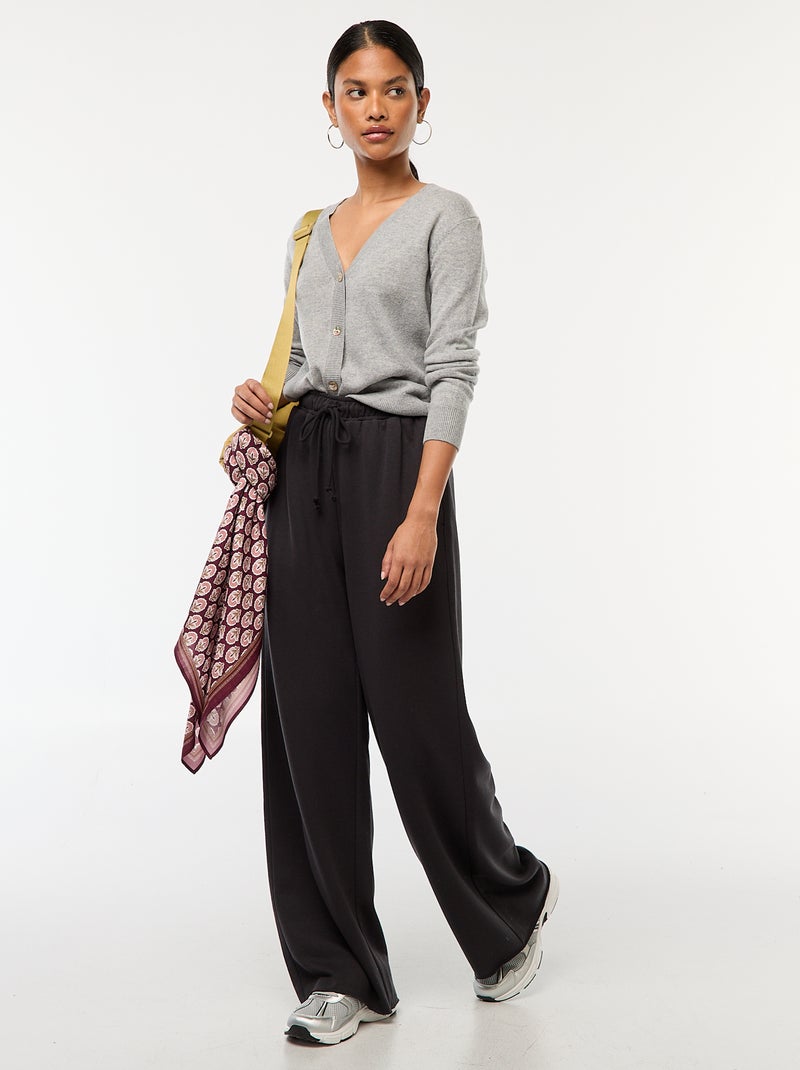 Chaqueta de punto fino con cuello de pico Gris - Kiabi