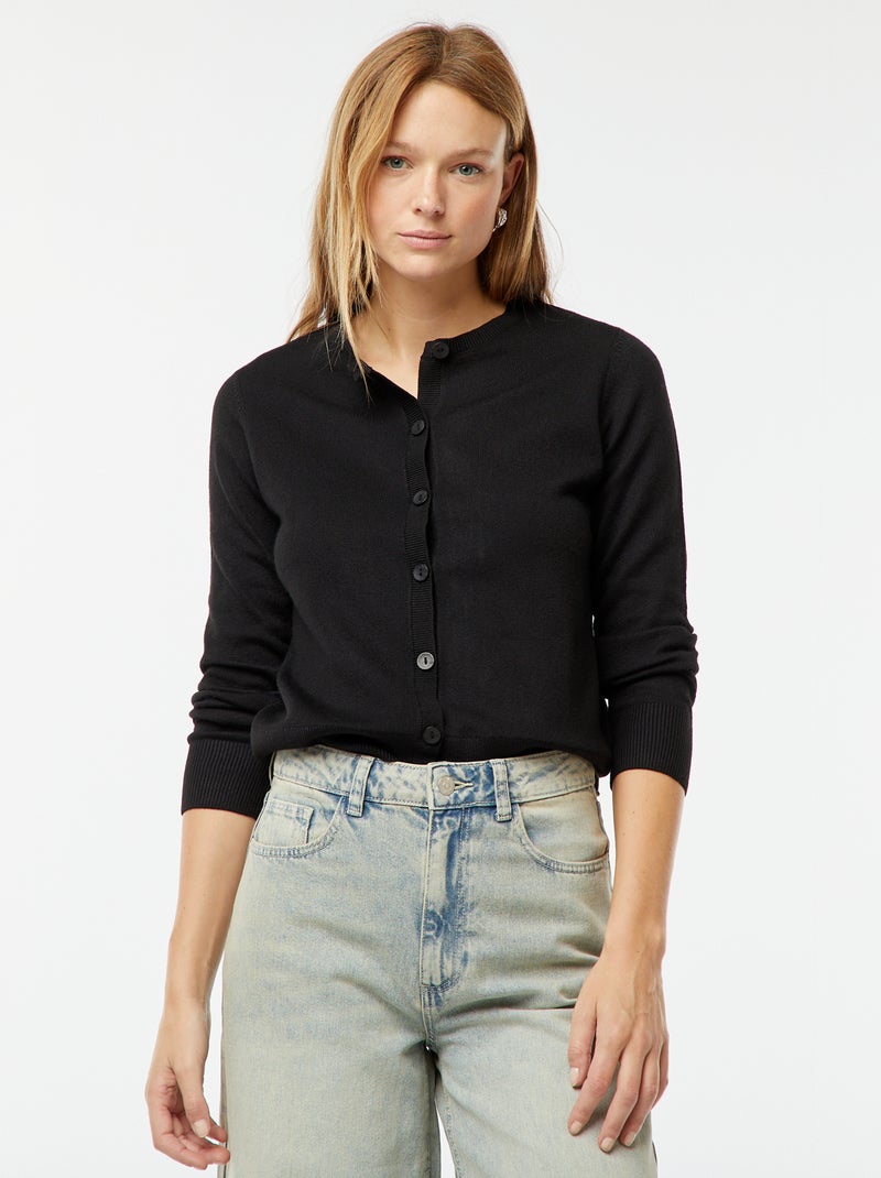 Chaqueta de punto fino negro - Kiabi