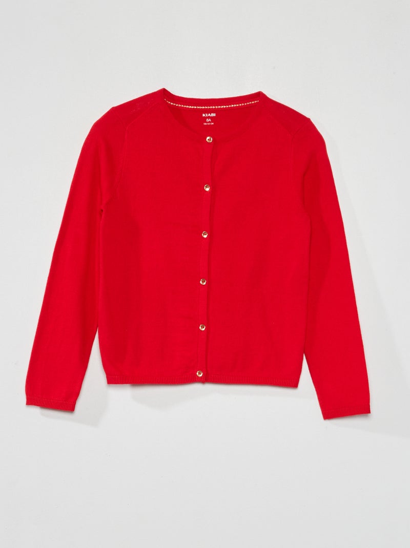 Chaqueta de punto fino rojo intenso - Kiabi