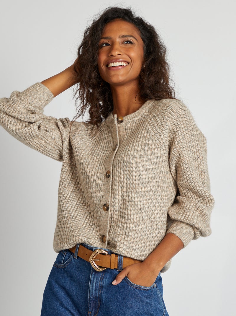 Chaqueta de punto grueso BEIGE - Kiabi