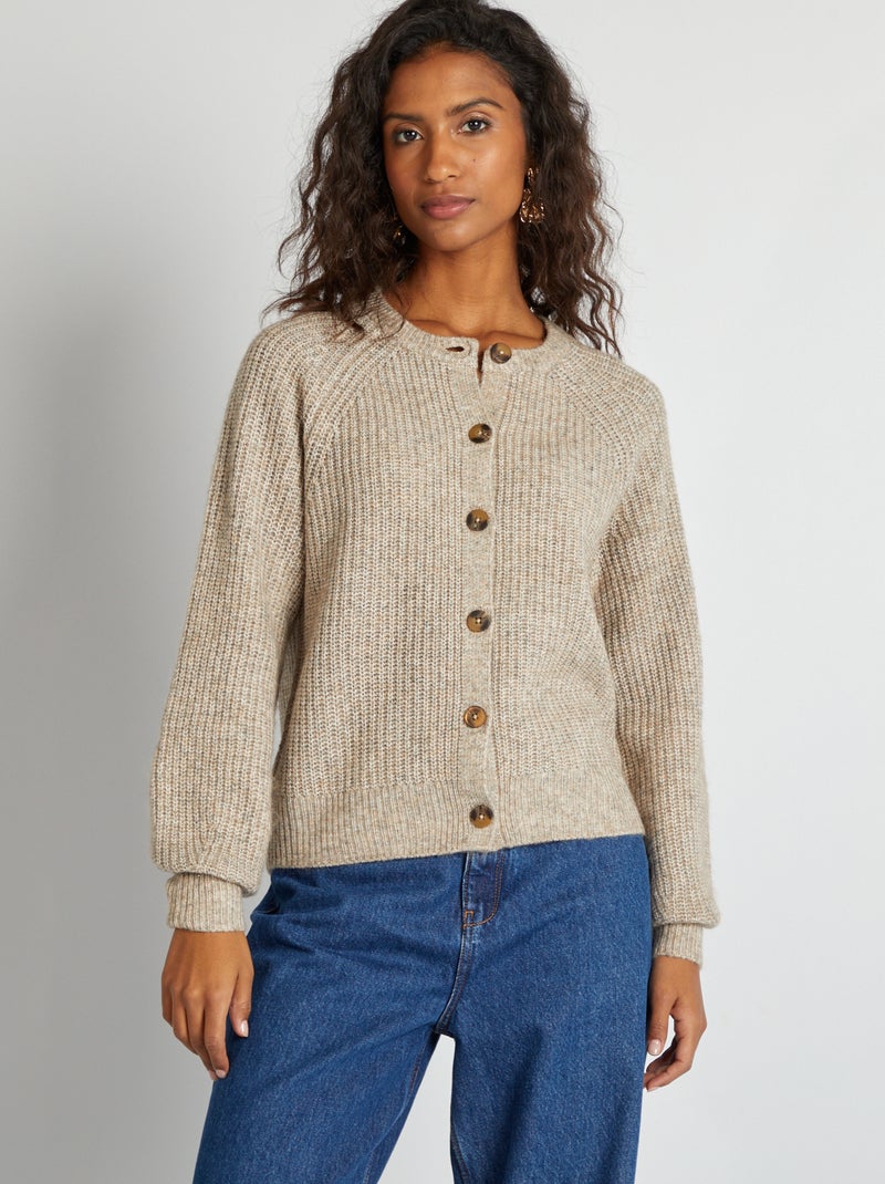 Chaqueta de punto grueso BEIGE - Kiabi