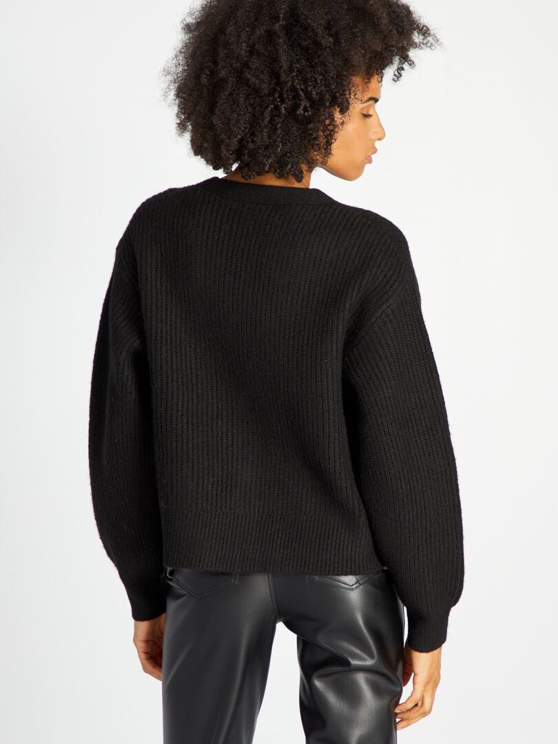 Chaqueta de punto grueso con botones negro - Kiabi