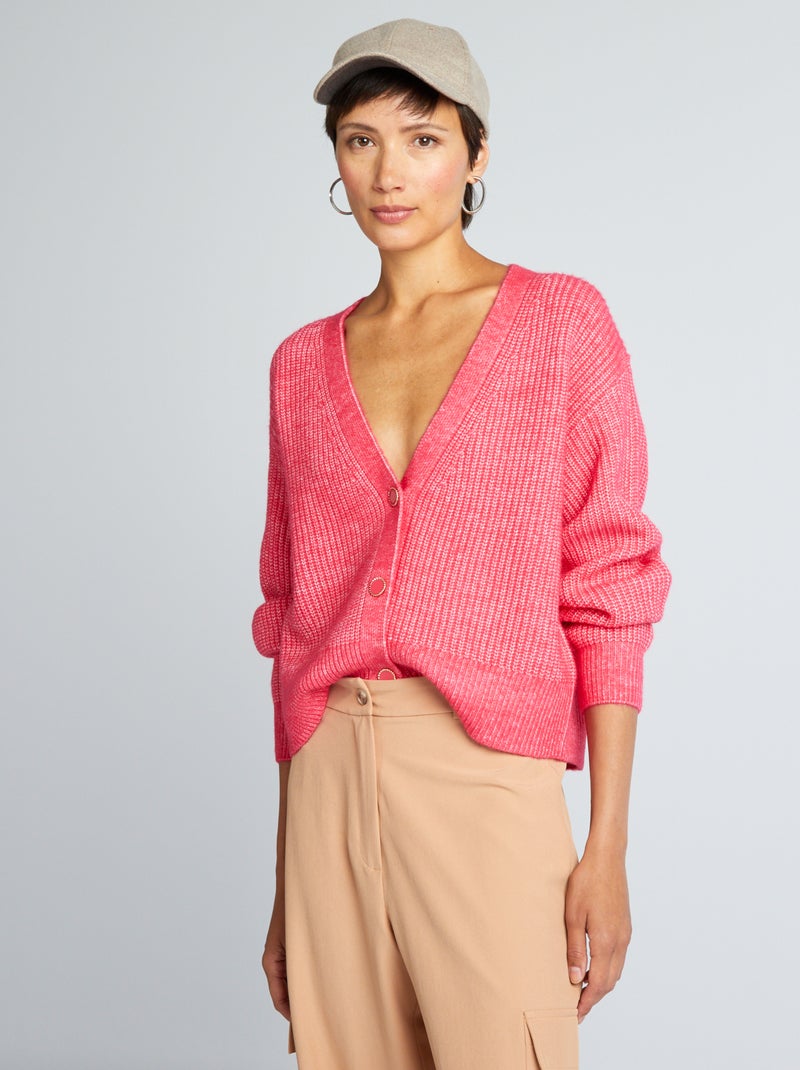 Chaqueta de punto grueso con botones ROSA - Kiabi