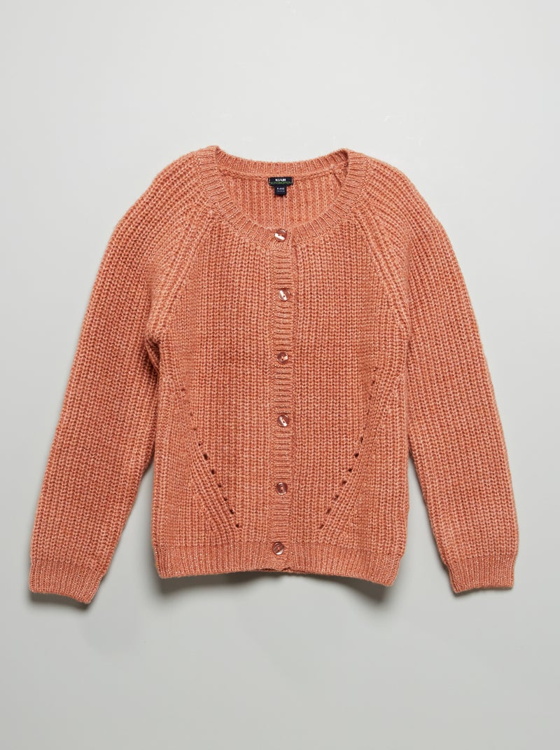 Chaqueta de punto grueso con hilos brillantes rosa - Kiabi
