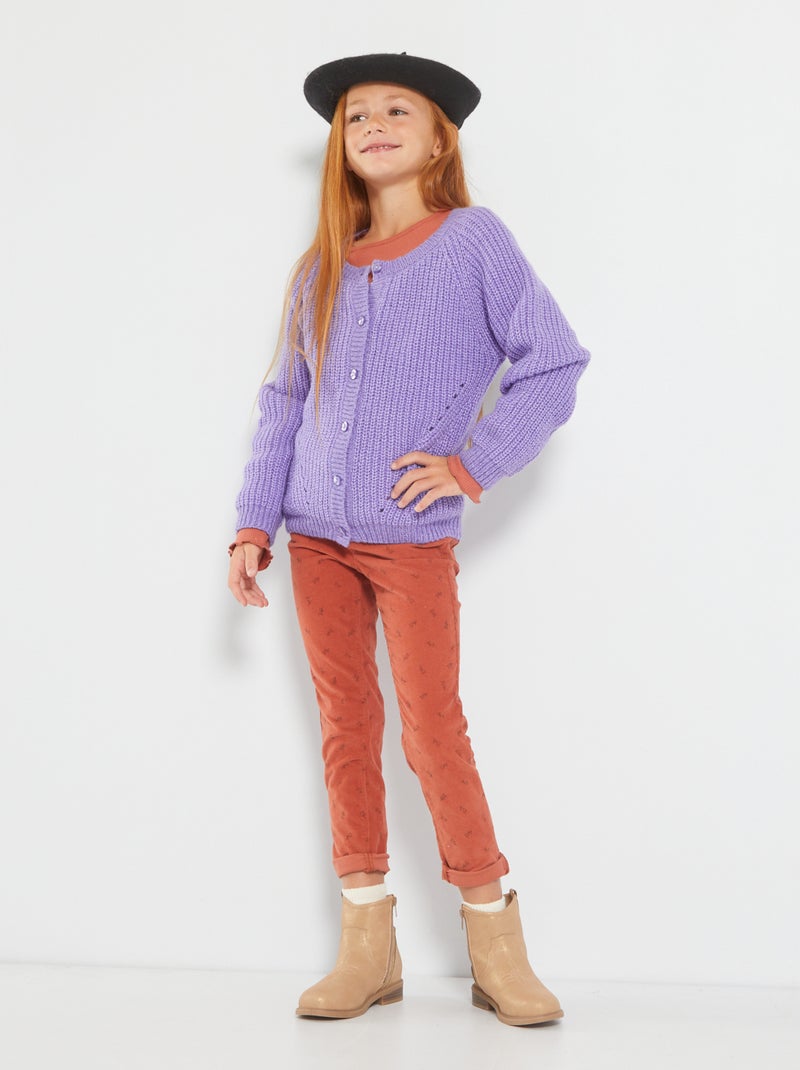 Chaqueta de punto grueso con hilos brillantes violeta - Kiabi