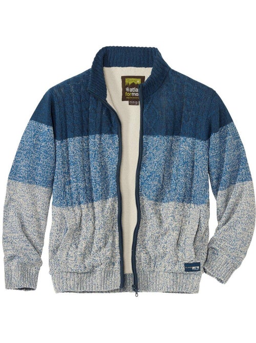Chaqueta de punto jaspeada con forro sherpa, cuello alto y cremallera mountain - Kiabi