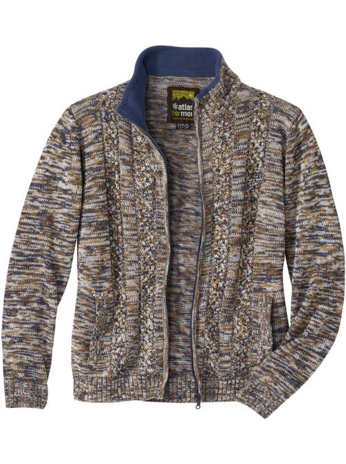 Chaqueta de punto jaspeado casual de punto jersey con cremallera y cuello alto - Kiabi Chaqueta de punto jaspeado casual de punto jersey con cremallera y cuello alto - Kiabi