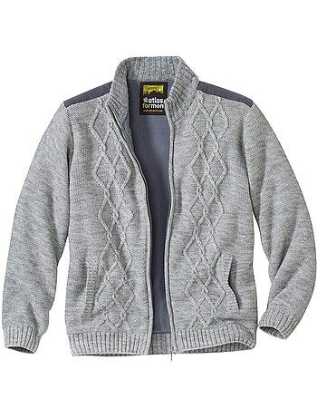 Chaqueta de punto jaspeado con cremallera forrada de polar