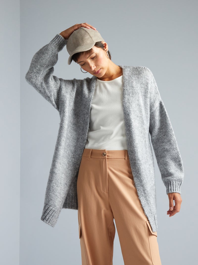 Chaqueta de punto largo medio GRIS - Kiabi