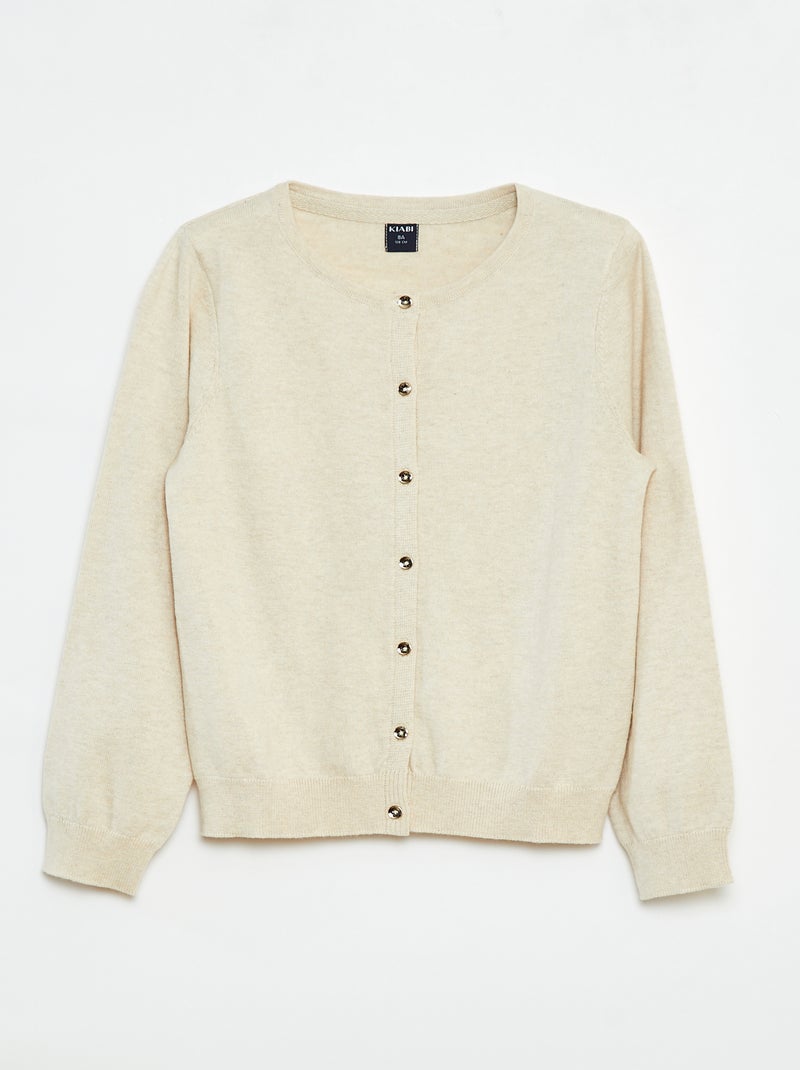 Chaqueta de punto lisa Beige - Kiabi