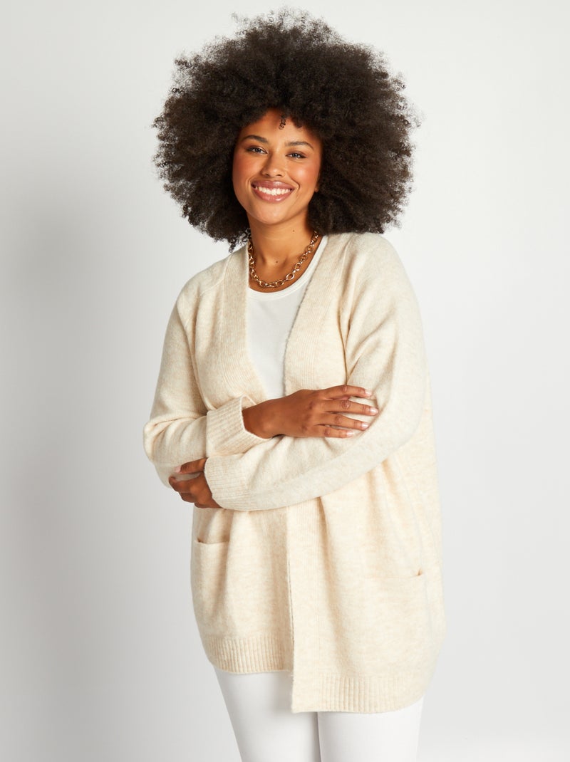 Chaqueta de punto midi Beige - Kiabi