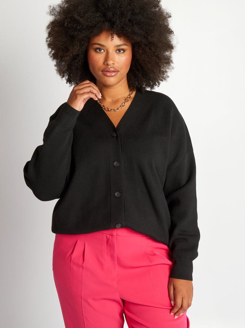 Chaqueta de punto midi negro - Kiabi