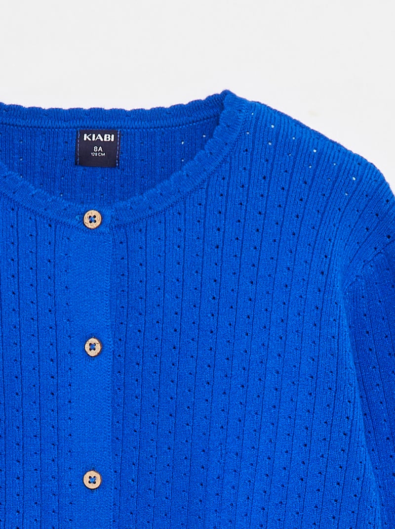 Chaqueta de punto pointelle lisa Azul - Kiabi