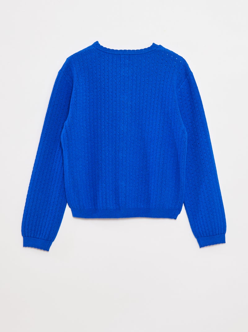 Chaqueta de punto pointelle lisa Azul - Kiabi