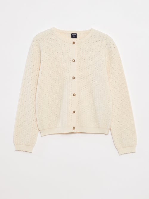 Chaqueta de punto pointelle lisa - Kiabi