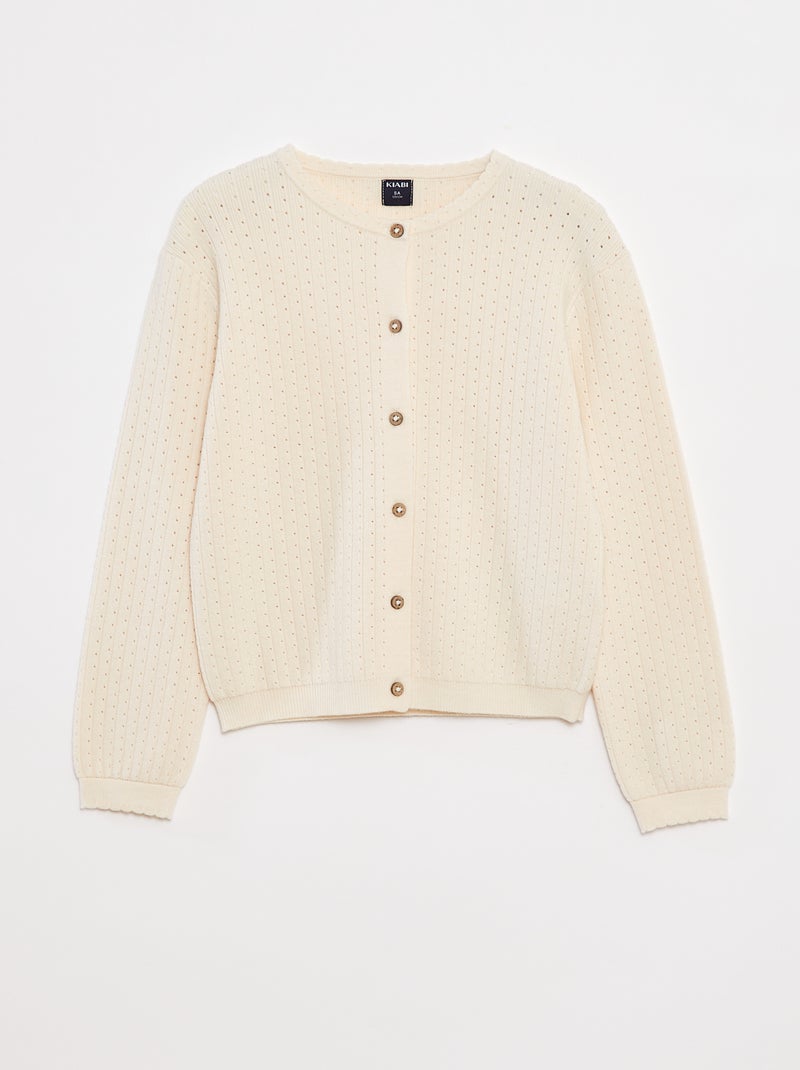 Chaqueta de punto pointelle lisa Blanco - Kiabi