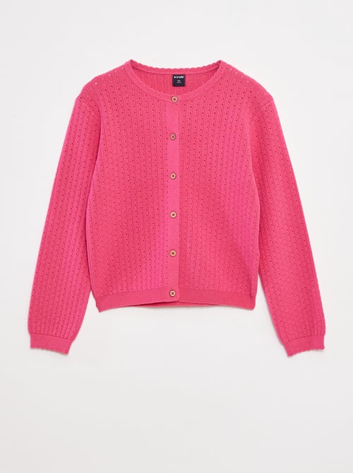 Chaqueta de punto pointelle lisa - Kiabi