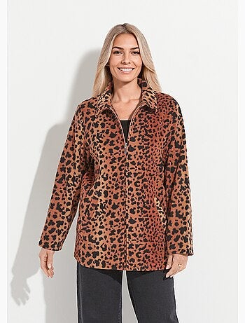 Chaqueta de punto polar estampada con cremallera