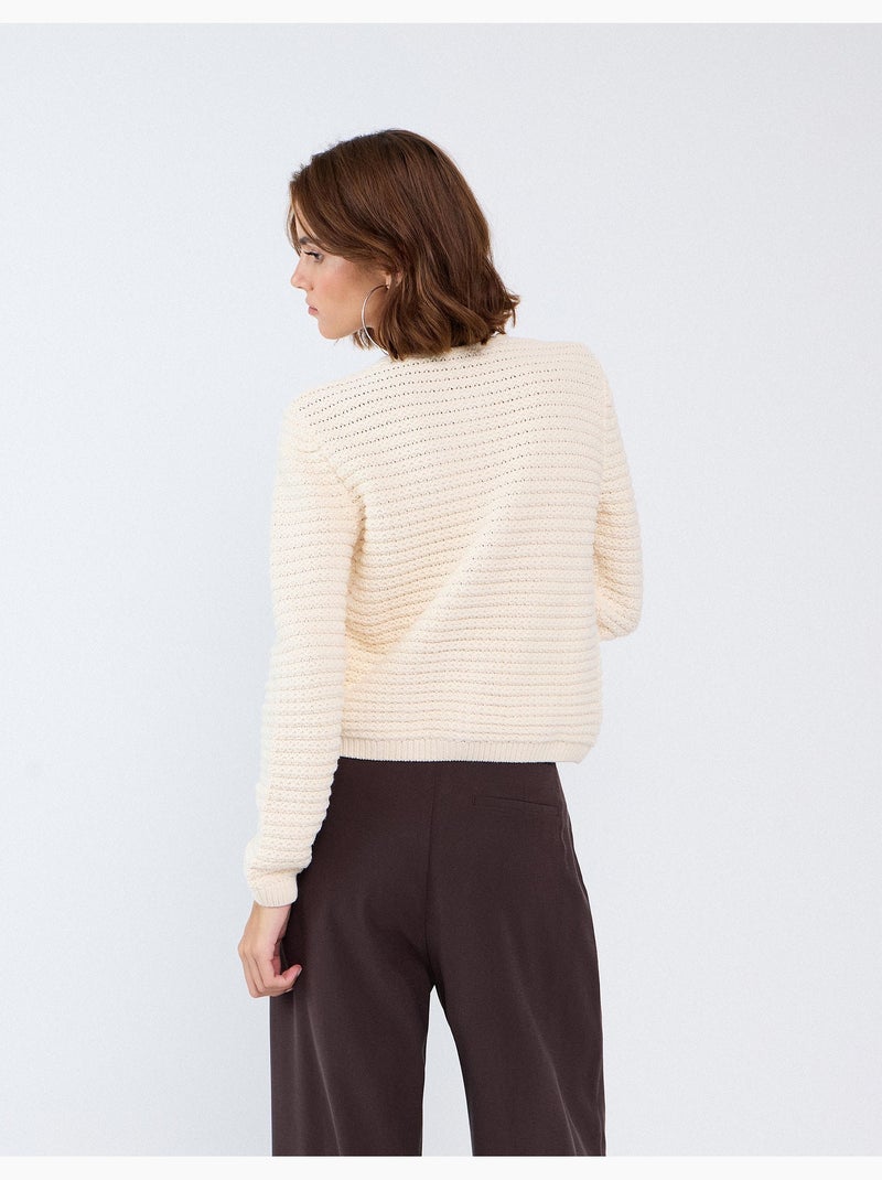 Chaqueta de punto texturizada, mo fashion Crudo - Kiabi