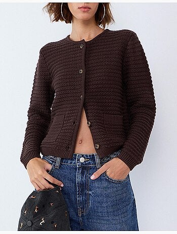 Chaqueta de punto texturizada, mo fashion