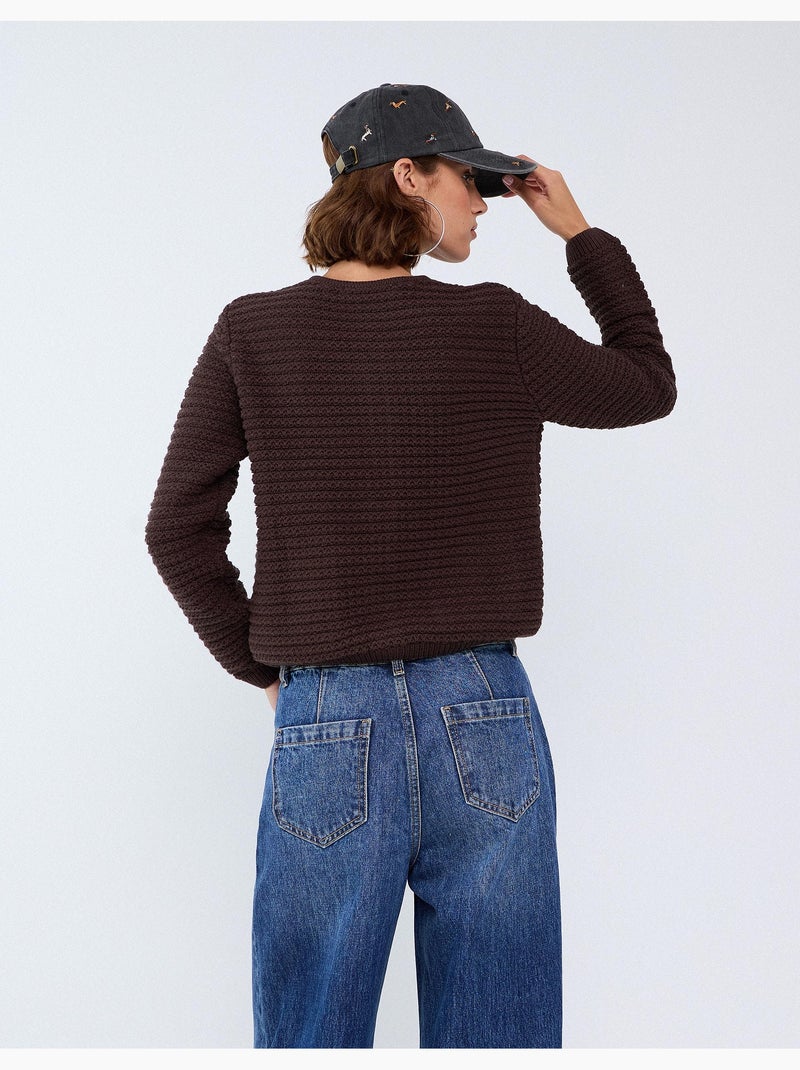 Chaqueta de punto texturizada, mo fashion Marrón - Kiabi
