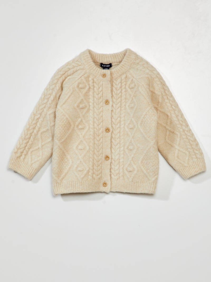 Chaqueta de punto trenzado beige - Kiabi