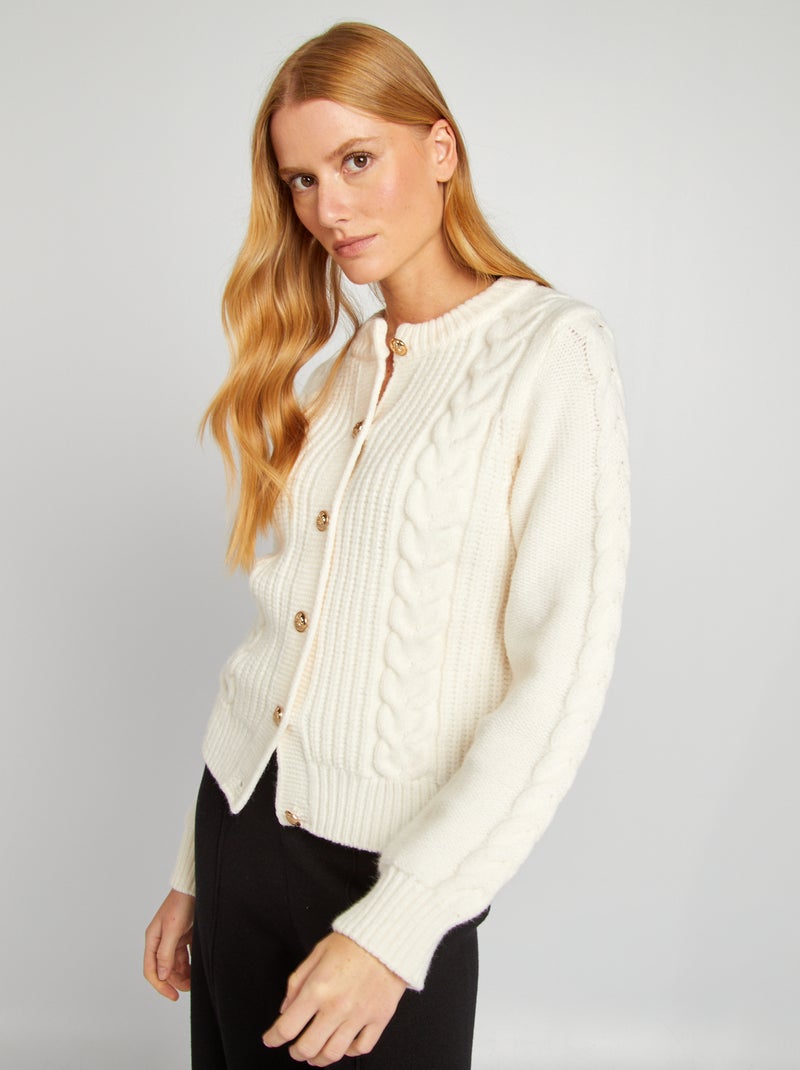 Chaqueta de punto trenzado BLANCO - Kiabi