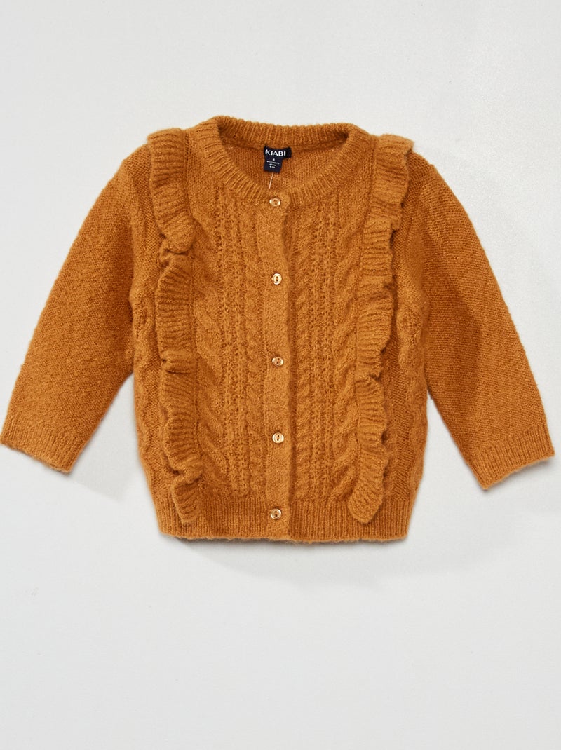 Chaqueta de punto trenzado con botones MARRON - Kiabi