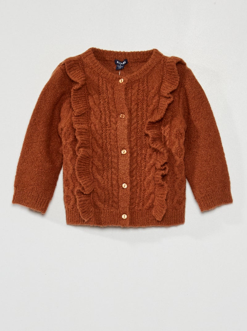 Chaqueta de punto trenzado con botones MARRON - Kiabi