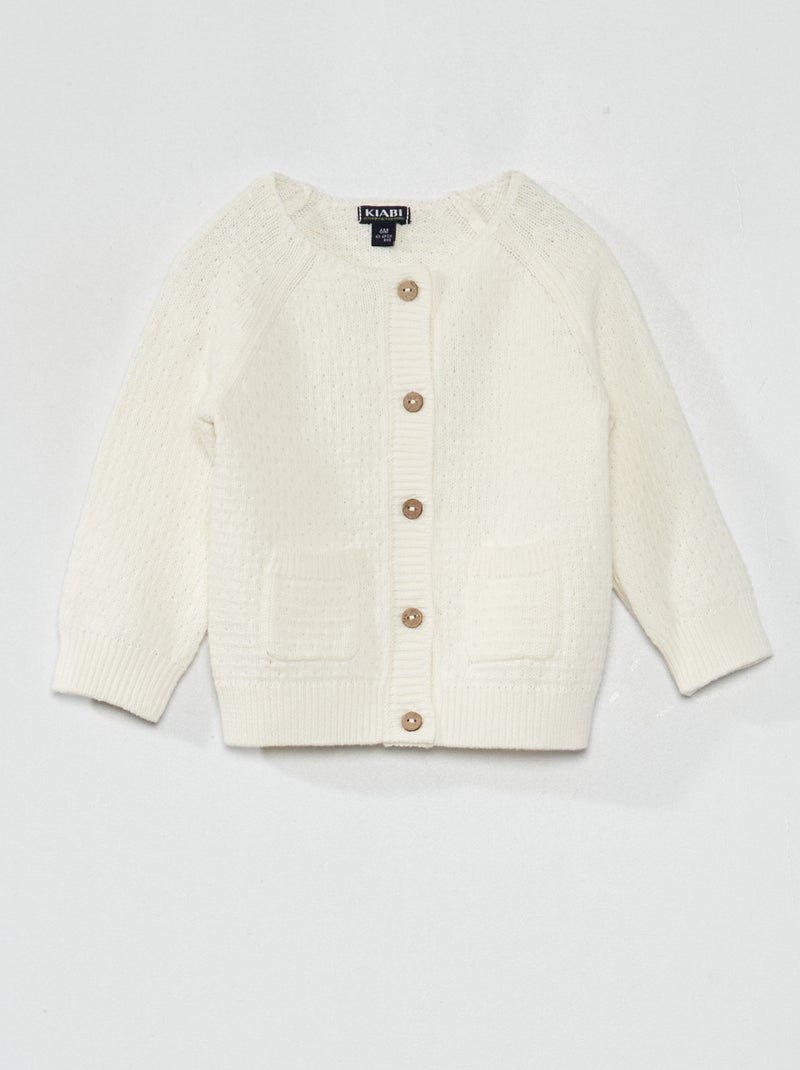 Chaqueta de punto tricotado Blanco - Kiabi