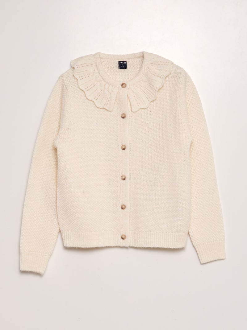 Chaqueta de punto tricotado con cuello bebé BLANCO - Kiabi