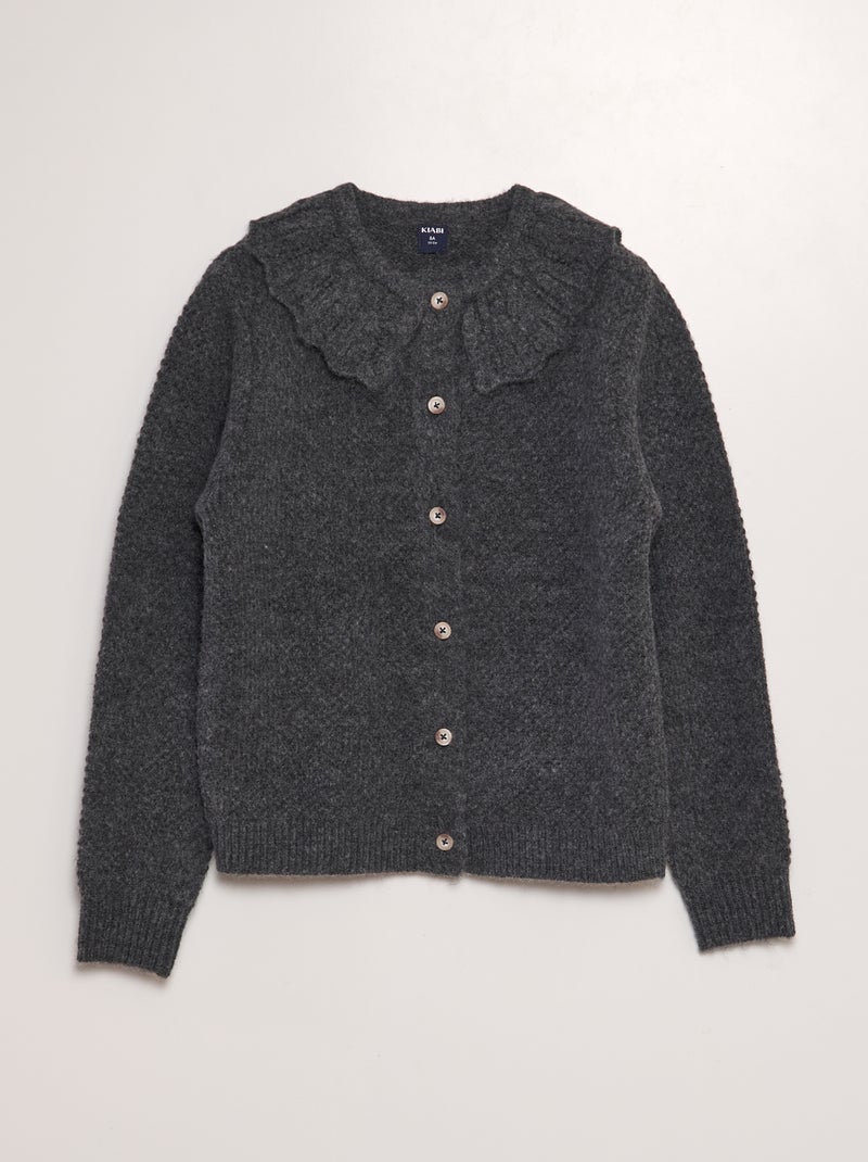 Chaqueta de punto tricotado con cuello bebé GRIS - Kiabi