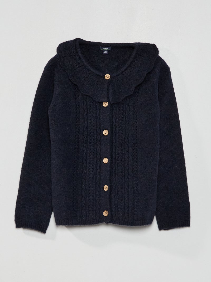 Chaqueta de punto tricotado con gorguera azul - Kiabi